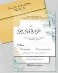 Blue Leaves And gold Acrylic Wedding Invitation