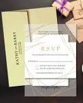 Gold Geometric Design Acrylic Wedding Invitation