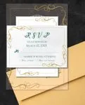 Decorative Golden Frame Acrylic Wedding Invitation