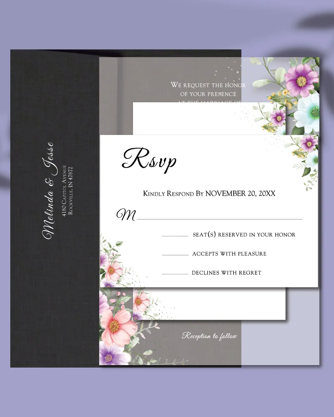 Flowers Pastel Colors Acrylic Wedding Invitation