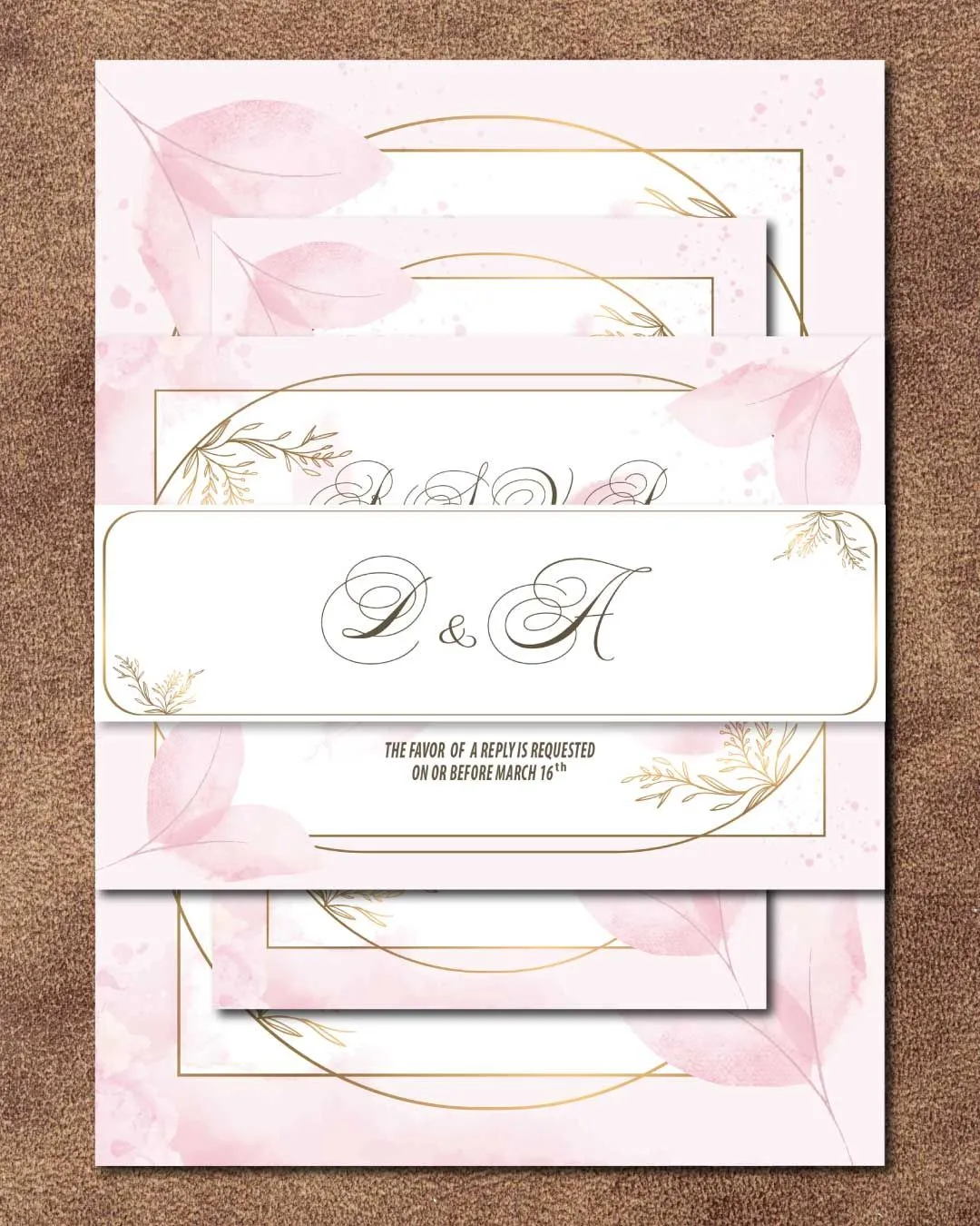 Floral Soft Pink Simple Flat 5x7 Wedding Invitation