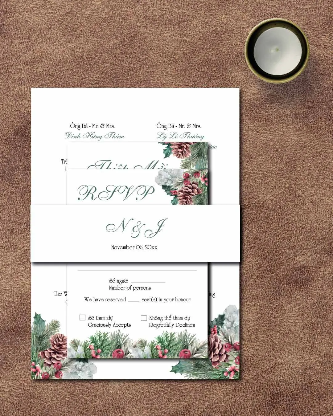 Christmas Pineapple Design Simple Flat 5x7 Wedding Invitation