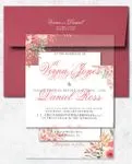 Flower Corners and Pink Acrylic Wedding Invitation
