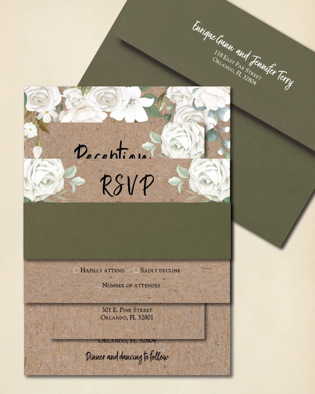 Cardboard Design Flowers Simple Flat 5x7 Wedding Invitation