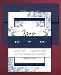 Winter Flowers and Frame Simple Flat 5x7 Wedding Invitation