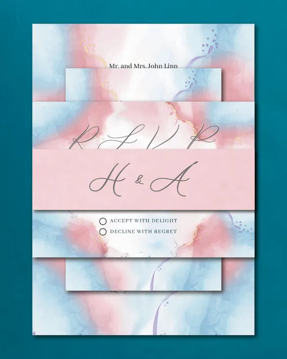 Explosive Watercolor Simple Flat 5x7 Wedding Invitation