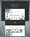 Black Snowflakes Simple Flat 5x7 Wedding Invitation