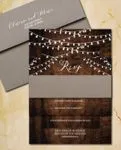 Wood Winter Ligths Simple Flat 5x7 Wedding Invitation