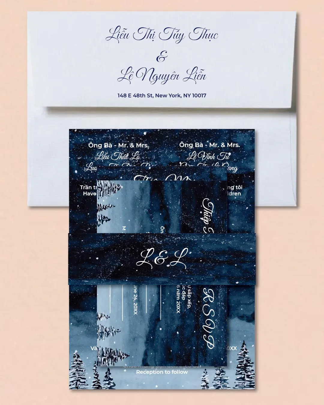 Winter Forest Simple Flat 5x7 Wedding Invitation