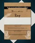 Cardboard White Branches Simple Flat 5x7 Wedding Invitation