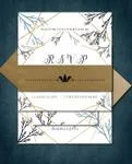 Geometric Frame Branches Simple Flat 5x7 Wedding Invitation