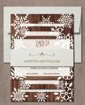 Wooden Frame Snowflakes Simple Flat 5x7 Wedding Invitation