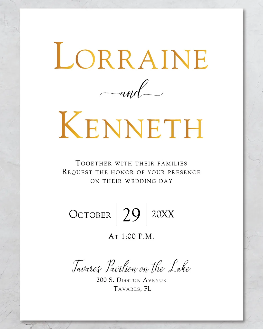 Simplicity And Elegance Foil Wedding Invitation