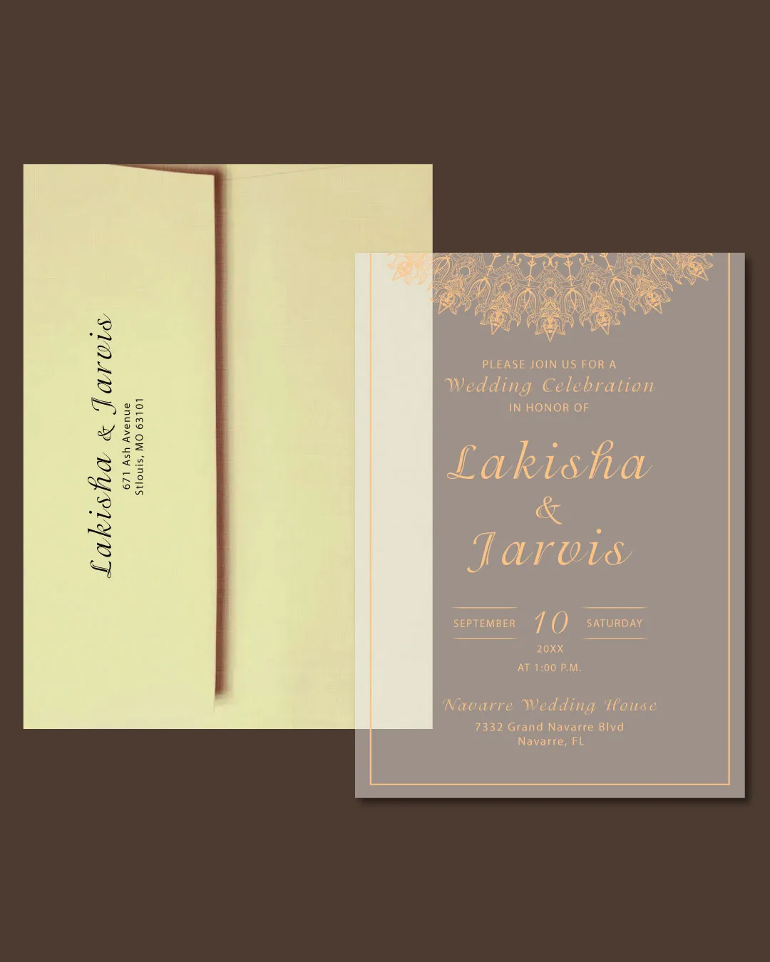 Indian Golden Mandala Acrylic Wedding Invitation