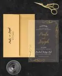 Decorative Golden Frame Acrylic Wedding Invitation