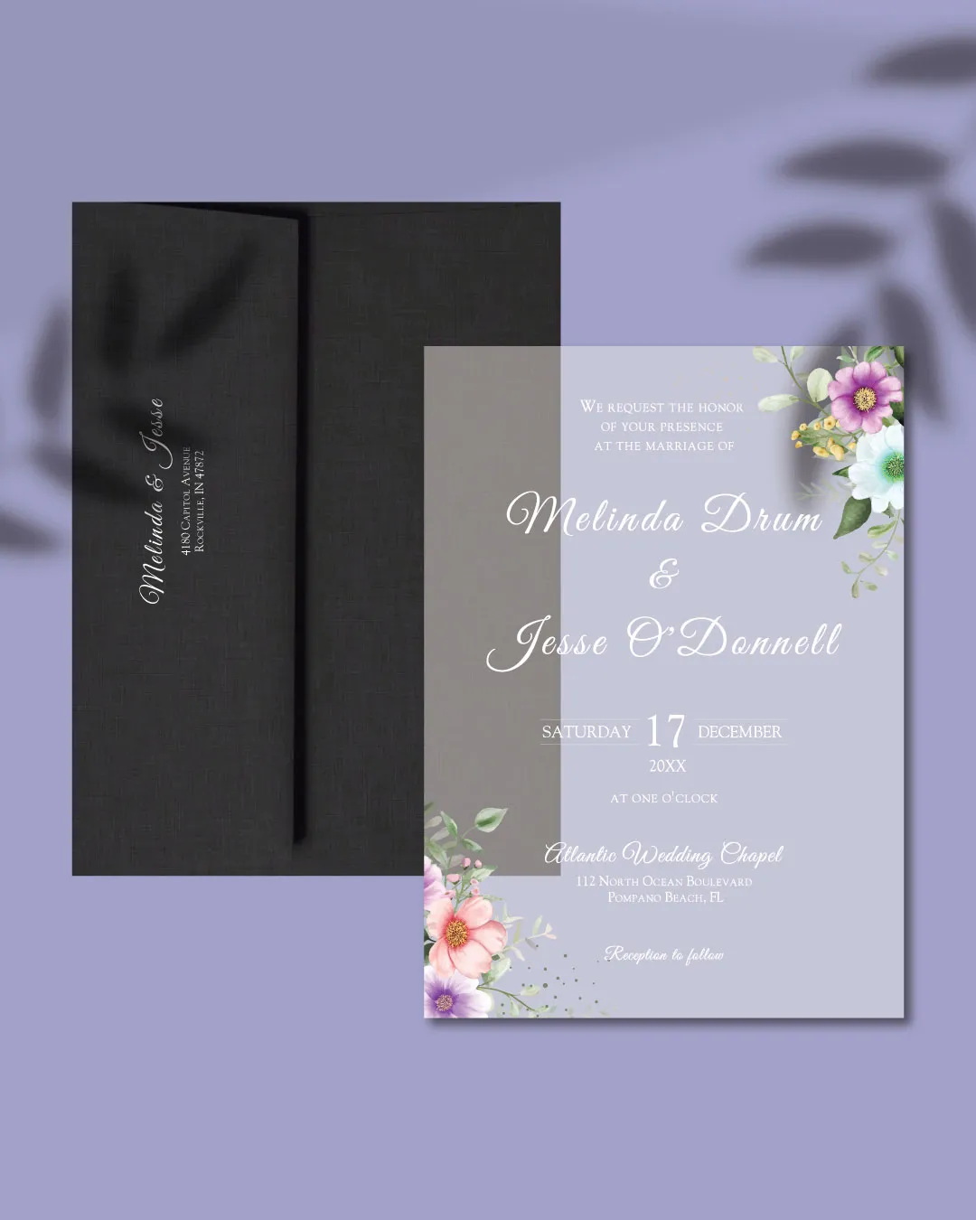 Flowers Pastel Colors Acrylic Wedding Invitation