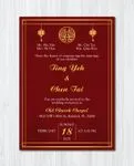 Faint Palace and Lanterns Simple Flat 5x7 Wedding Invitation