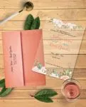 Old Pink Flowers Acrylic Wedding Invitation