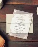 Beige Flower And Branch Acrylic Wedding Invitation