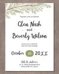 Simple Pine Branches Simple Flat 5x7 Wedding Invitation