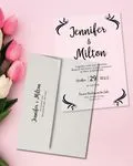 Black Ornamental Corners Acrylic Wedding Invitation