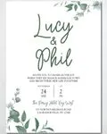 Green and Gray Leaves Simple Flat 5x7 Wedding Invitation