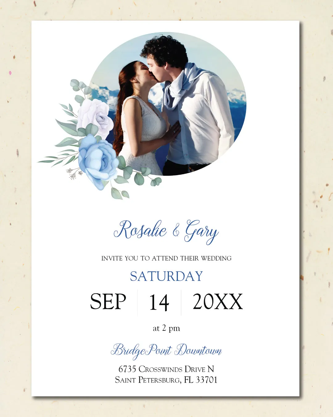 Winter Design Photo Simple Flat 5x7 Wedding Invitation