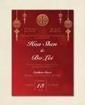 Festive Chinese Simple Flat 5x7 Wedding Invitation