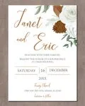 Pine Cone and Roses Simple Flat 5x7 Wedding Invitation