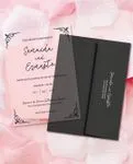 Black Vintage CornersAcrylic Wedding Invitation