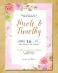 Multicolored Rose Bouquet Simple Flat 5x7 Wedding Invitation