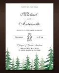 Watercolor Pines Simple Flat 5x7 Wedding Invitation