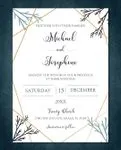 Geometric Frame Branches Simple Flat 5x7 Wedding Invitation