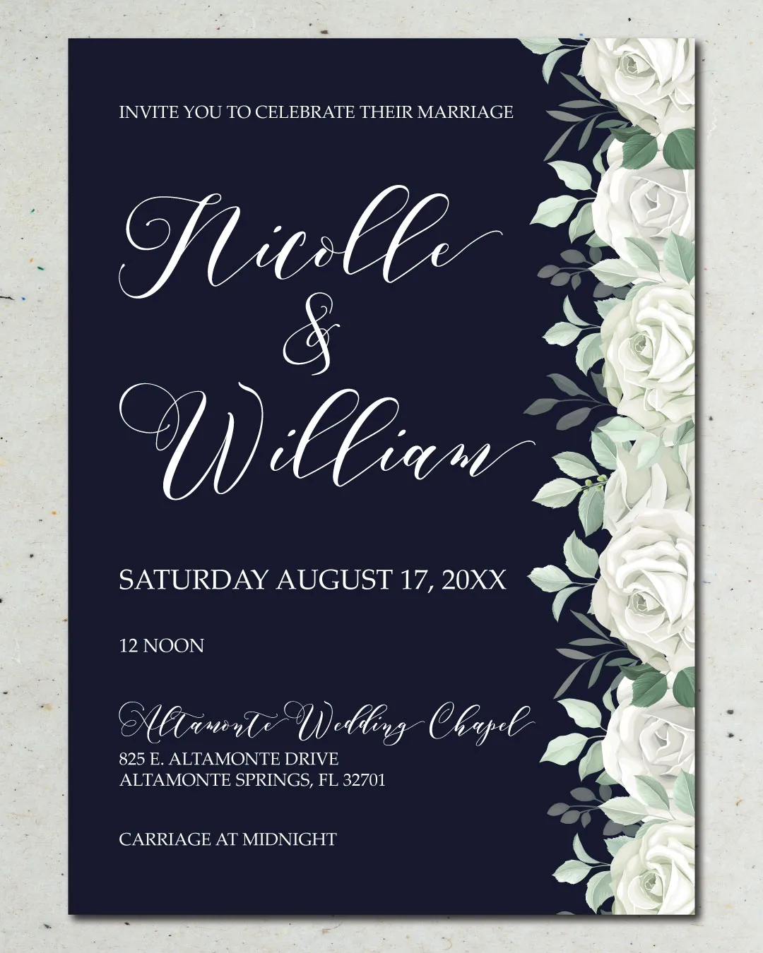 Dark Invitation Flowers Simple Flat 5x7 Wedding Invitation