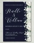 Dark Invitation Flowers Simple Flat 5x7 Wedding Invitation