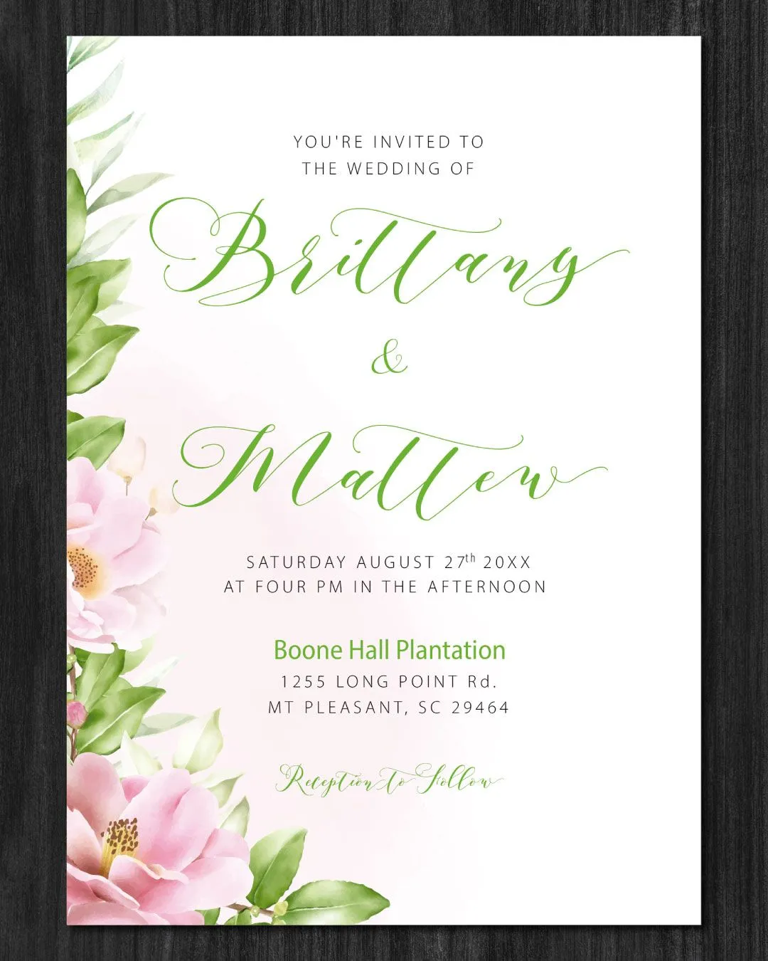 Bright Spring Floral Simple Flat 5x7 Wedding Invitation