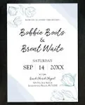 Blue Floral Silhouettes Simple Flat 5x7 Wedding Invitation