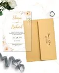 White Lily Flower Acrylic Wedding Invitation