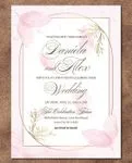 Floral Soft Pink Simple Flat 5x7 Wedding Invitation