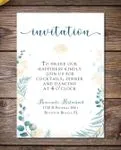 Blue Leaves And Branches Acrylic Wedding Invitation