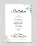Blue Leaves And gold Acrylic Wedding Invitation
