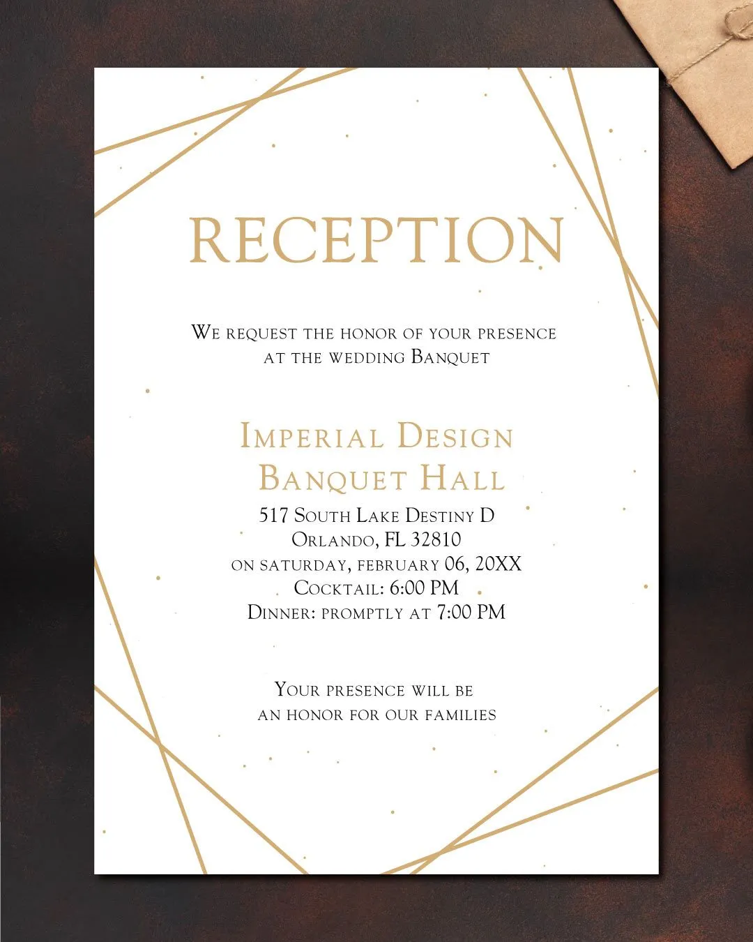 Gold Geometric Design Acrylic Wedding Invitation