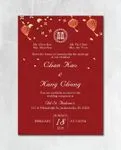 Flowers and Lanterns Swaying Simple Flat 5x7 Wedding Invitation