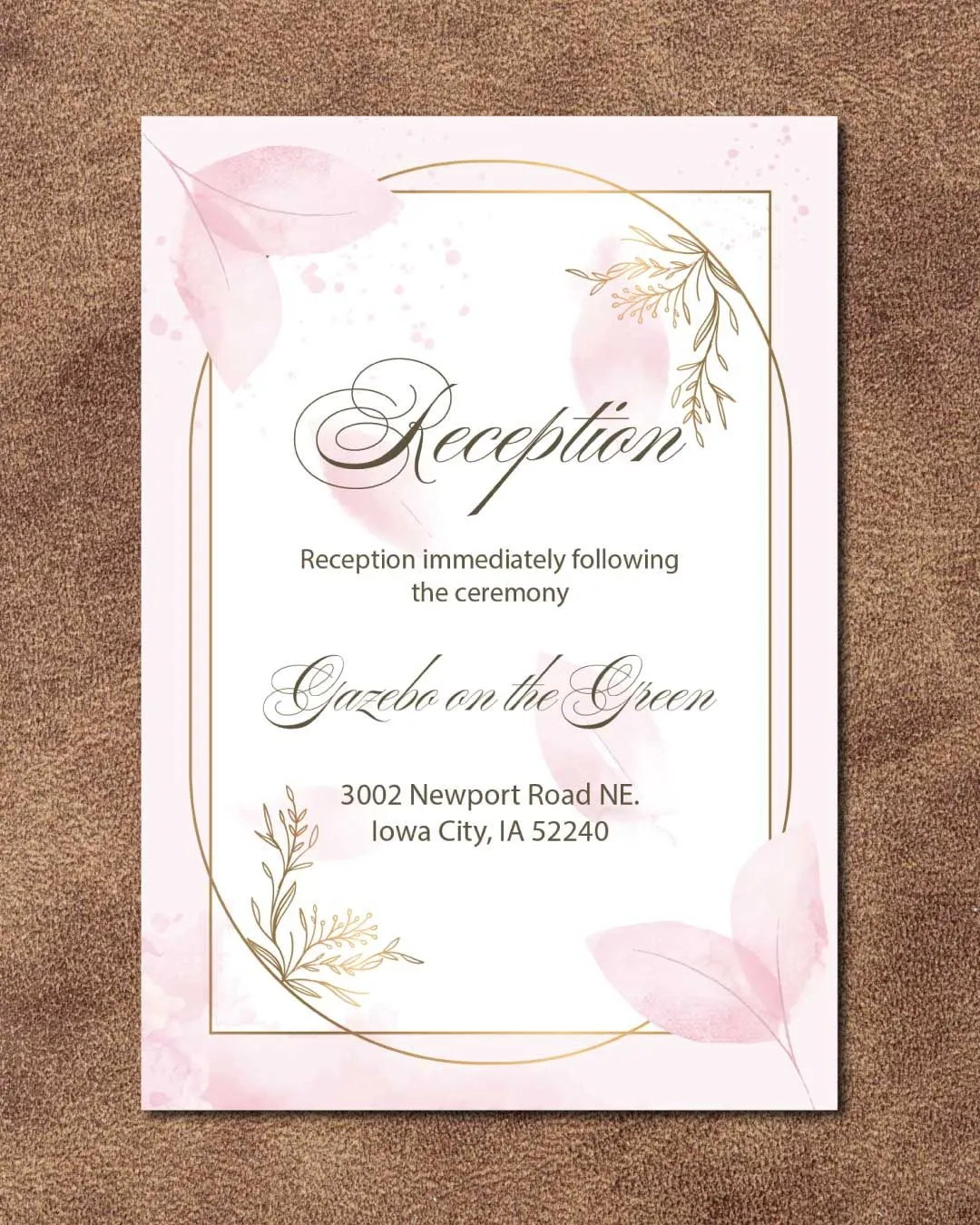 Floral Soft Pink Simple Flat 5x7 Wedding Invitation