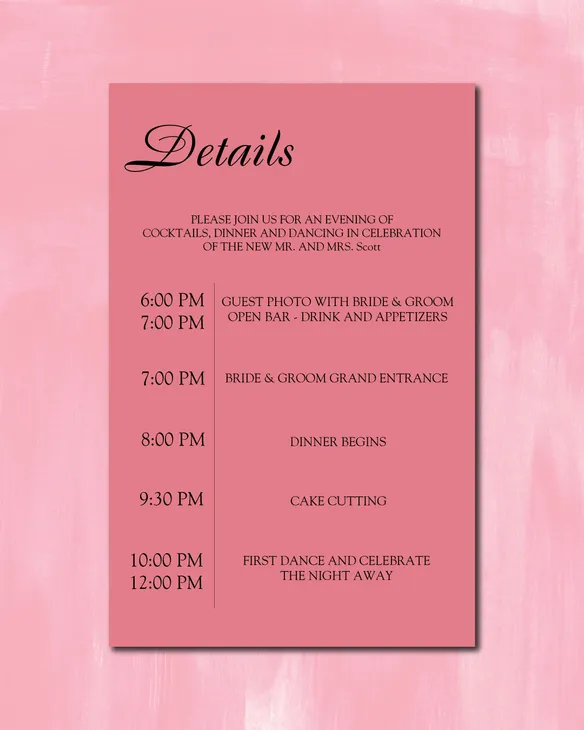 Simple Pink Simple Flat 5x7 Wedding Invitation