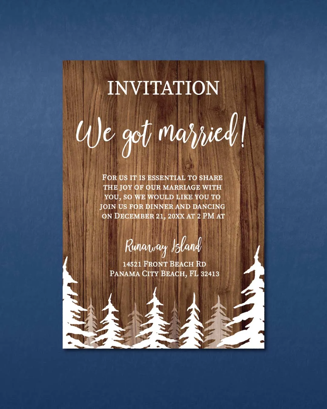 Wood White Forest Simple Flat 5x7 Wedding Invitation