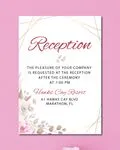 Pink Flowers In Corners Acrylic Wedding Invitation