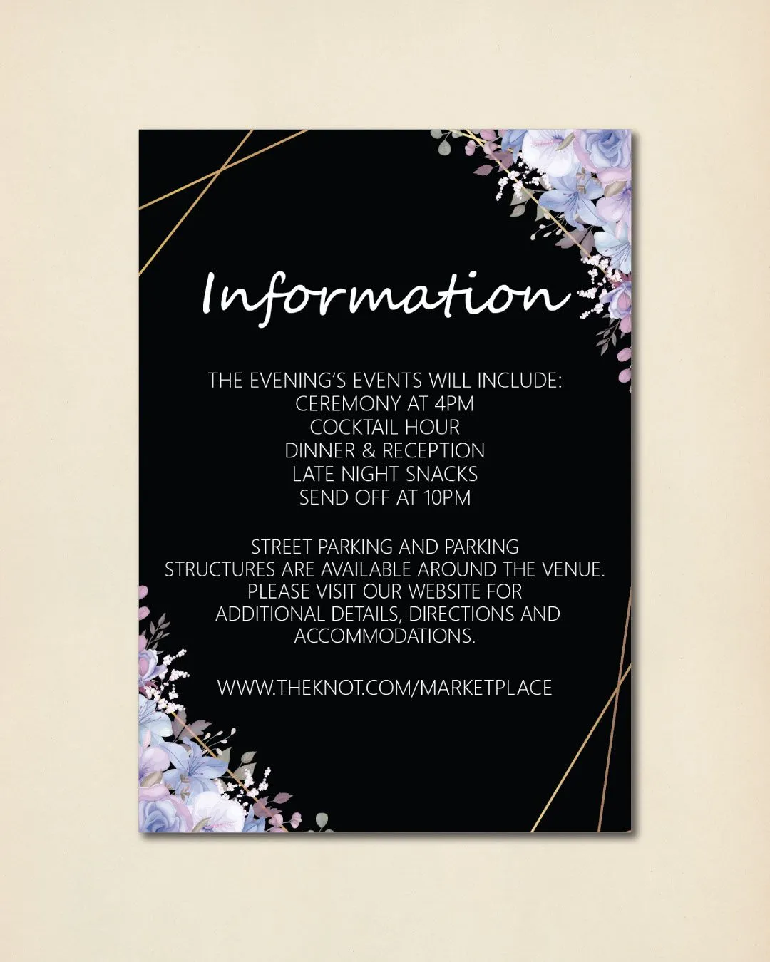 Purple Flowers Simple Flat 5x7 Wedding Invitation