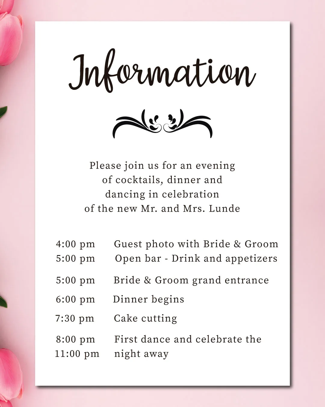 Black Ornamental Corners Acrylic Wedding Invitation