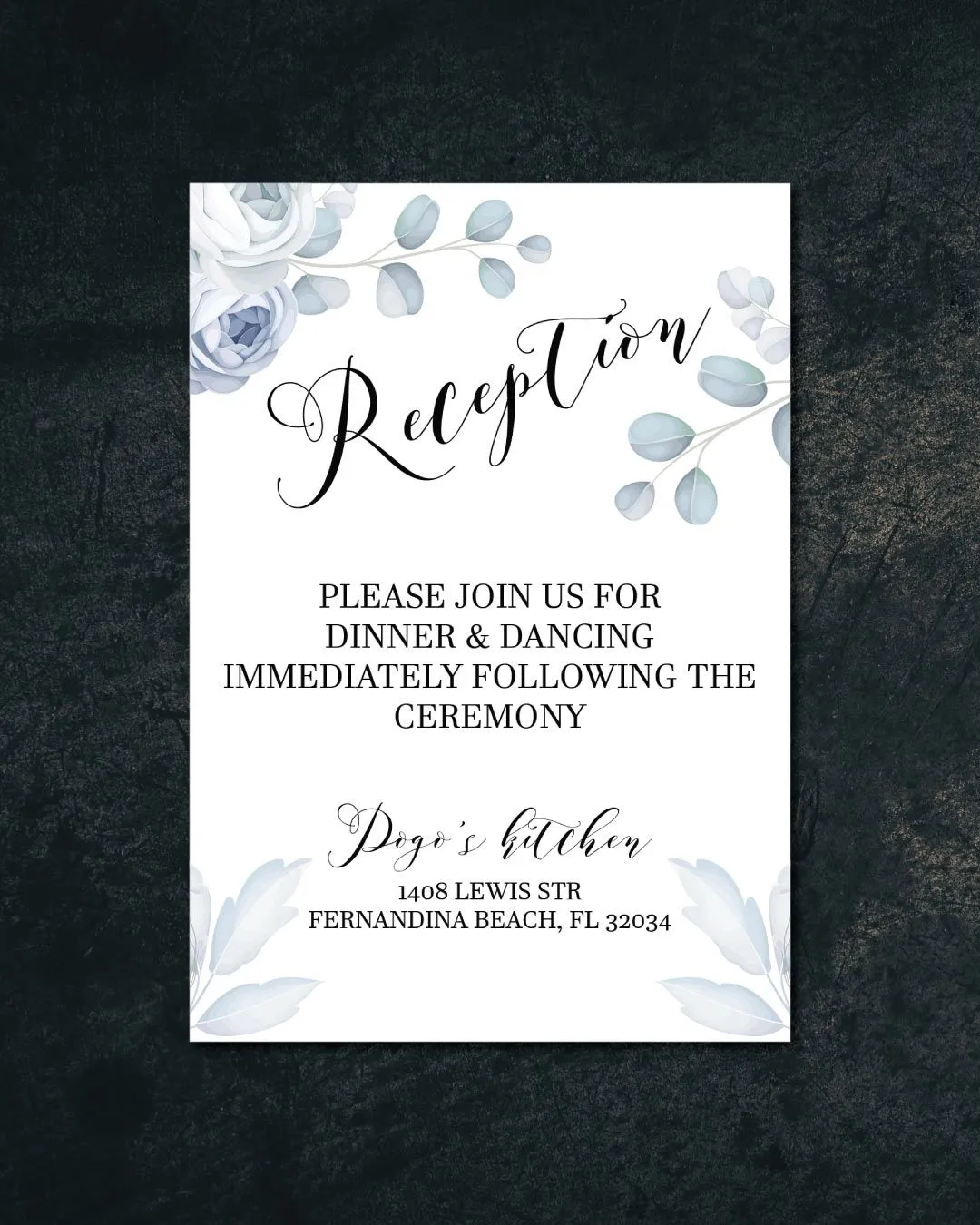 Subtle Blue Flowers Simple Flat 5x7 Wedding Invitation